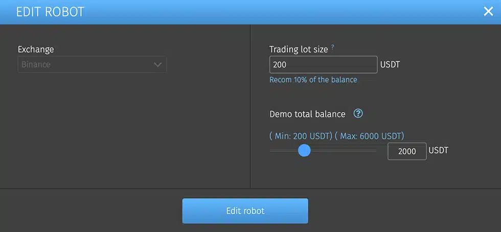 Crypto bot settings